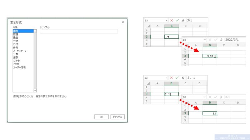 Excelの使い方_セルの表示形式「標準」の説明