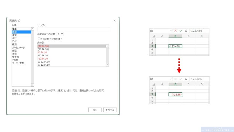 Excelの使い方_セルの表示形式「数値」の説明