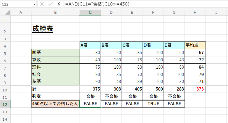 Excelの使い方_AND関数の使用例